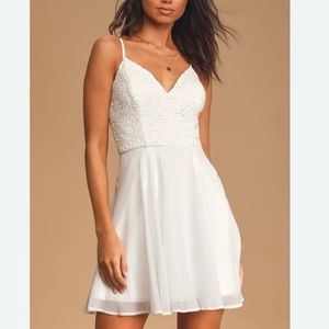White Crochet Lace Top Flirty Dress - Medium - NWT